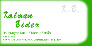 kalman bider business card