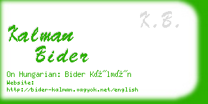 kalman bider business card